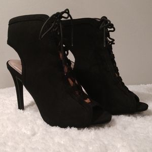 Black Lace-Up Booties